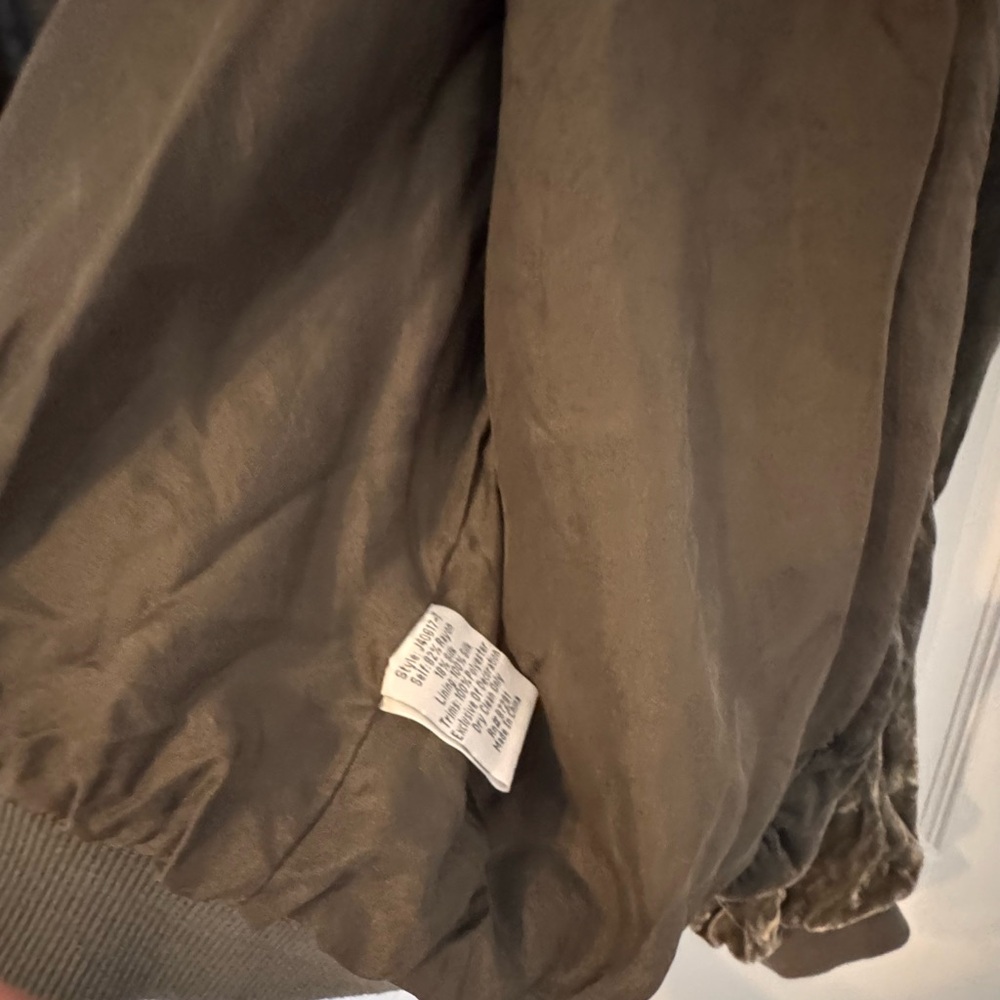 Johnny Was Olive Velvet Bomber Jacket with Floral Embroidery - Picture 5 of 5